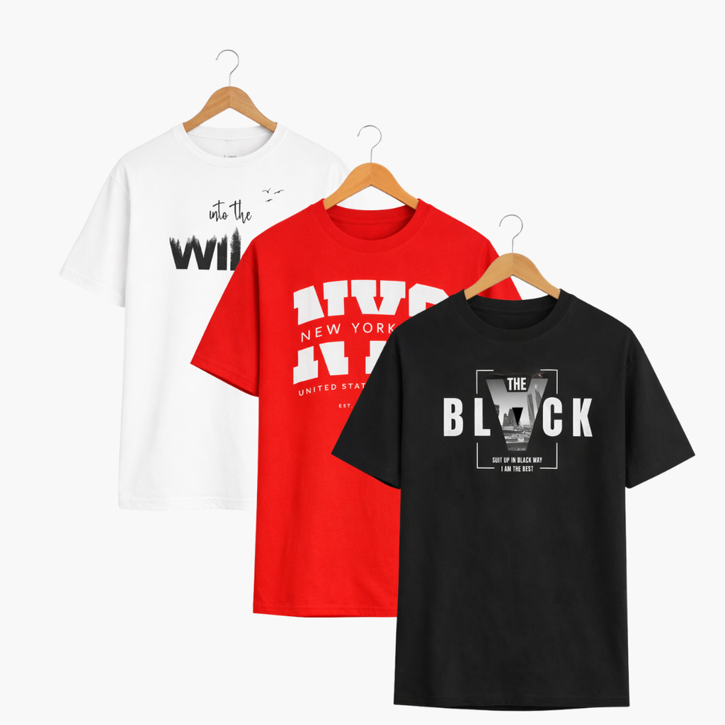 Get 3 Combo | Premium Slim Fit T-Shirt | Cotton Lycra Stretch Fabric
