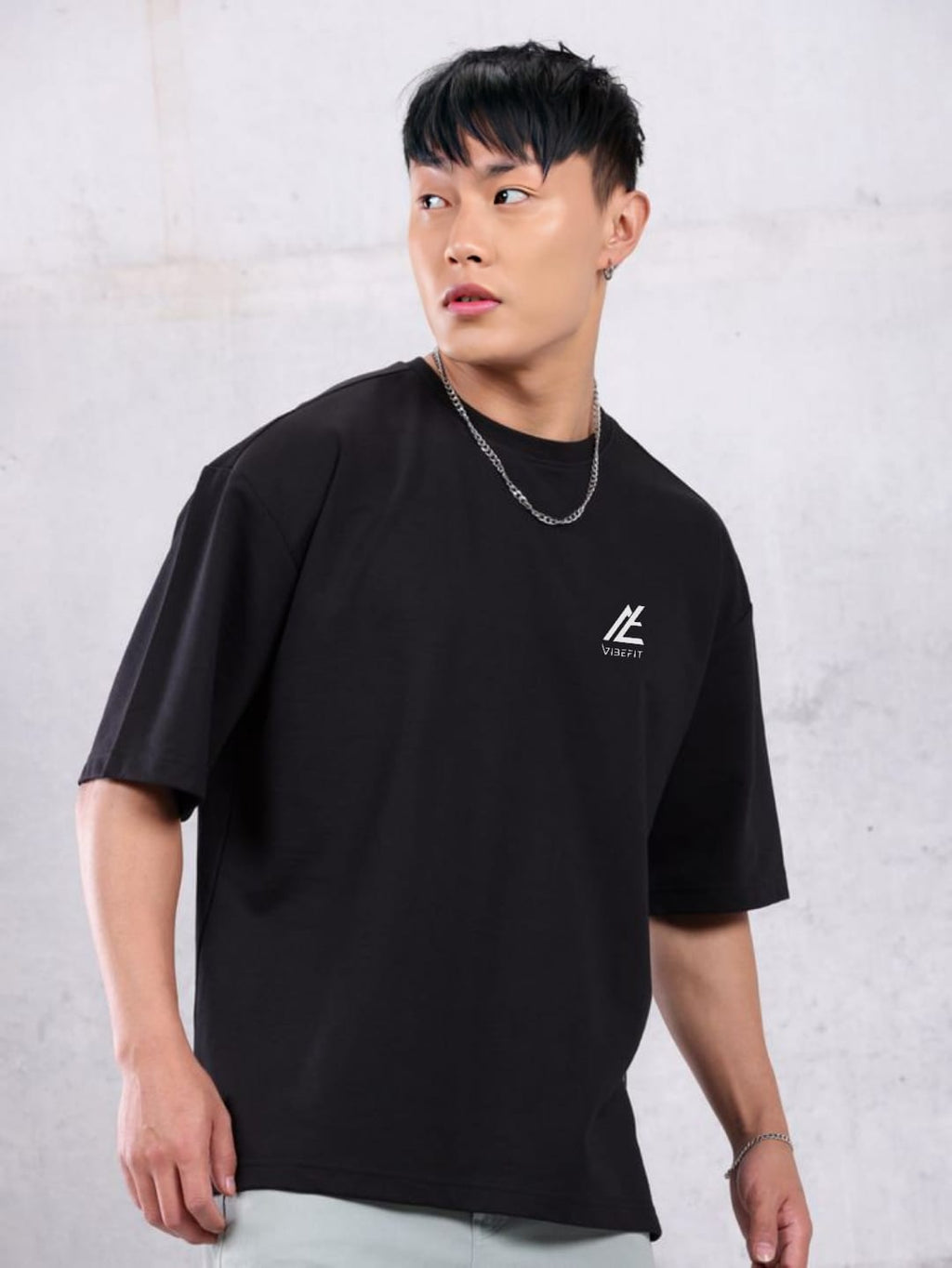 Men’s Black Oversized Smiley T-Shirt