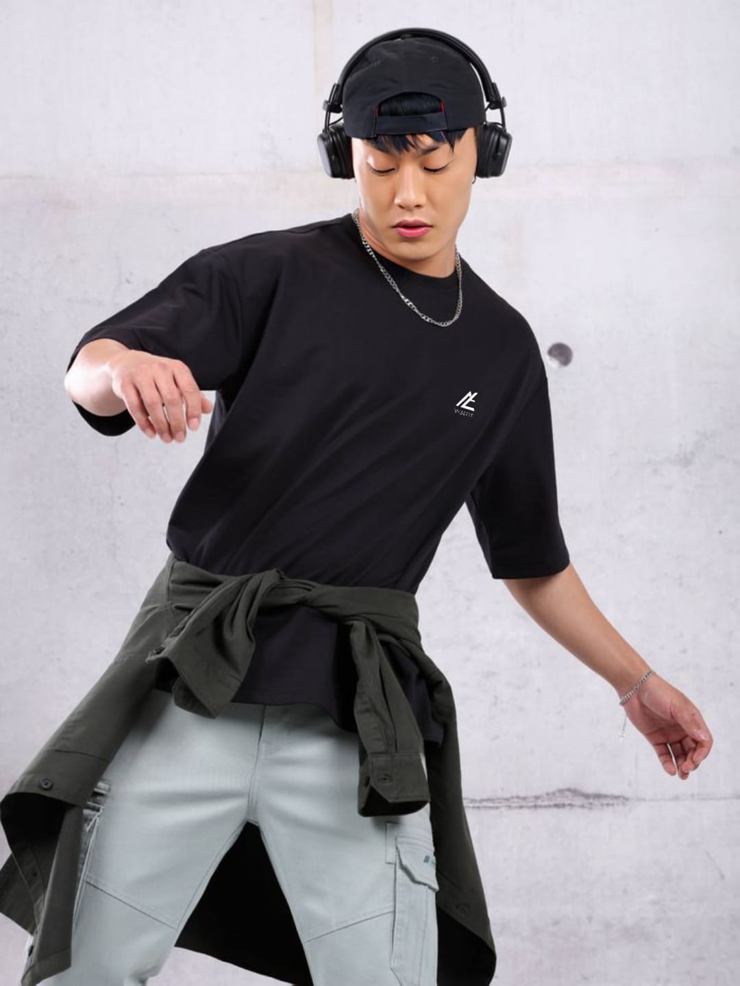 Men’s Black Oversized Smiley T-Shirt