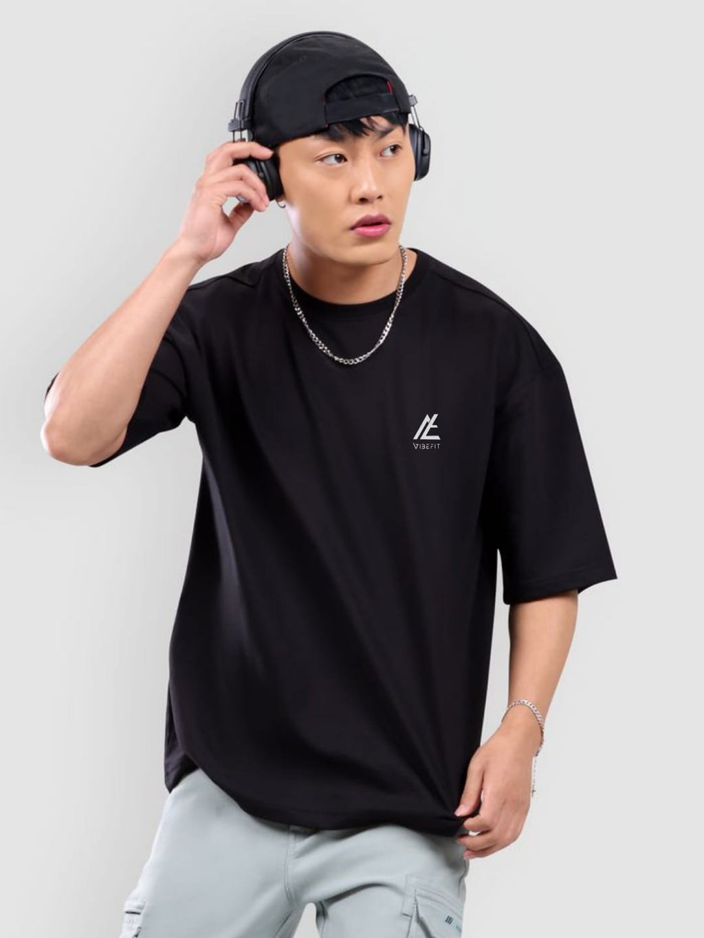 Men’s Black Oversized Smiley T-Shirt
