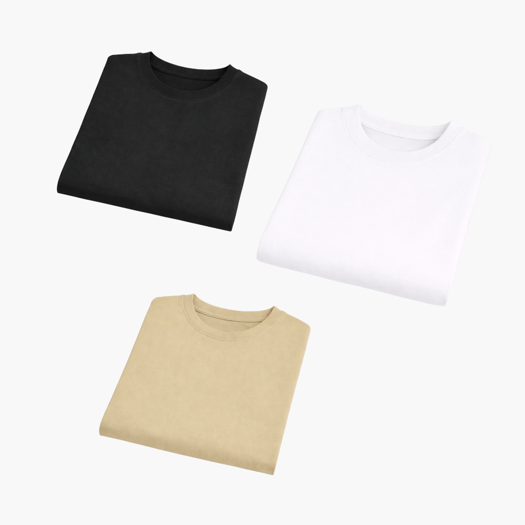 Slim Fit Plain T-Shirt – Pack of 3 | 200 GSM Cotton Blend | S–XXL