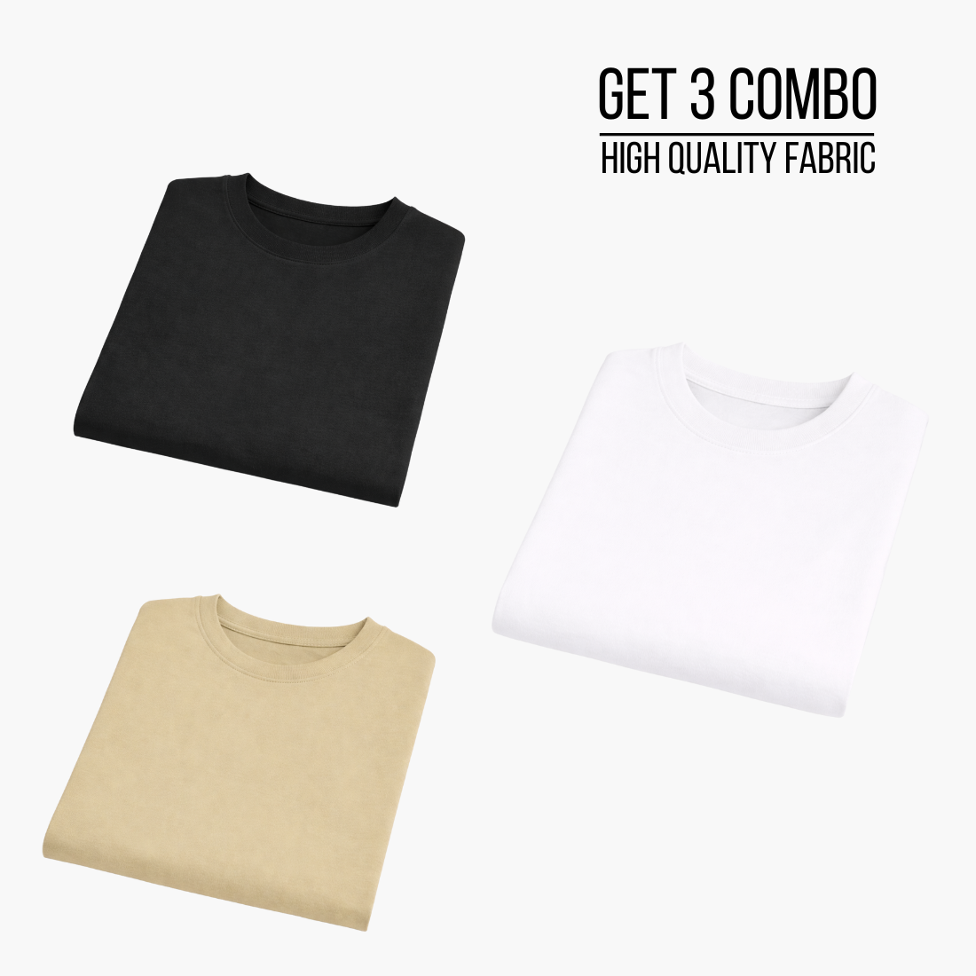 Slim Fit Plain T-Shirt – Pack of 3 | 200 GSM Cotton Blend | S–XXL
