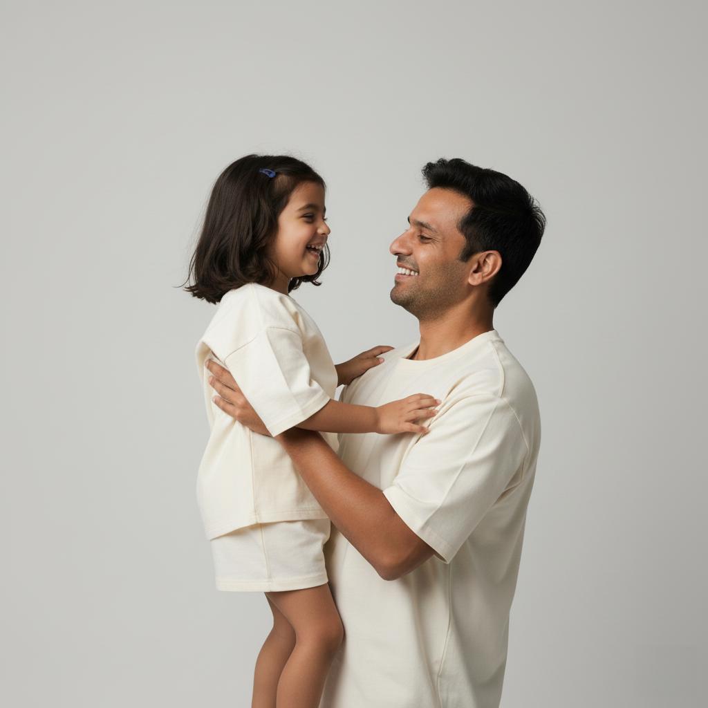 VibeFit Father & Daughter Oversized Round-Neck Tees