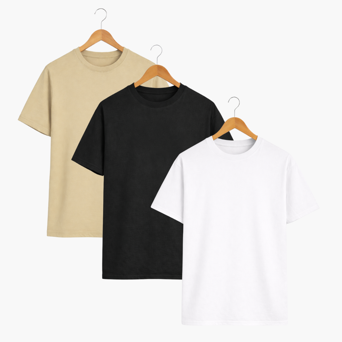 Slim Fit Plain T-Shirt – Pack of 3 | 200 GSM Cotton Blend | S–XXL