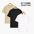 Slim Fit Plain T-Shirt – Pack of 3 | 200 GSM Cotton Blend | S–XXL